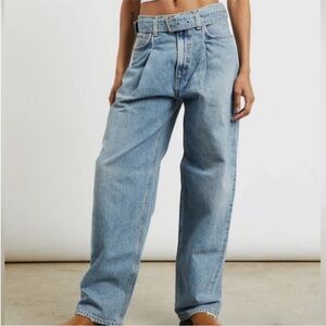 New Agolde Belted Baggy Pleated Jeans In Outlander size 30